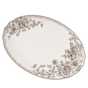 New Pioneer Woman Agatha Brown Floral Oval Platter Thanksgiving Cottage Gift